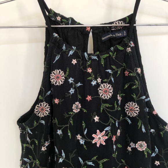 Abercrombie & Fitch Floral Beaded Mesh Halter Top - Picture 7 of 10